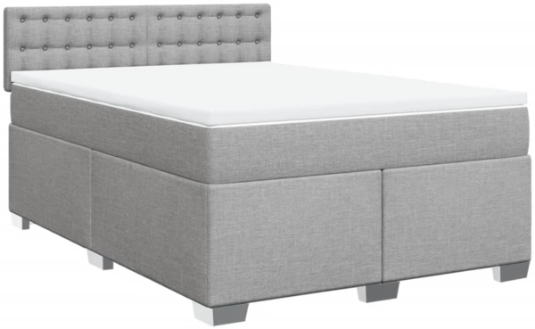 vidaXL Boxspringbett mit Matratze Hellgrau 140x190 cm Stoff 3285897