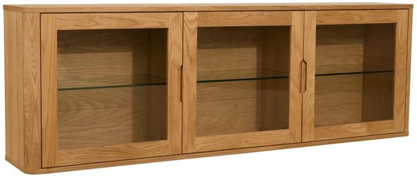 Hängevitrine Gorbin Eiche Natur 180 cm - 3 Türen, Glasböden, LED & Soft-Close