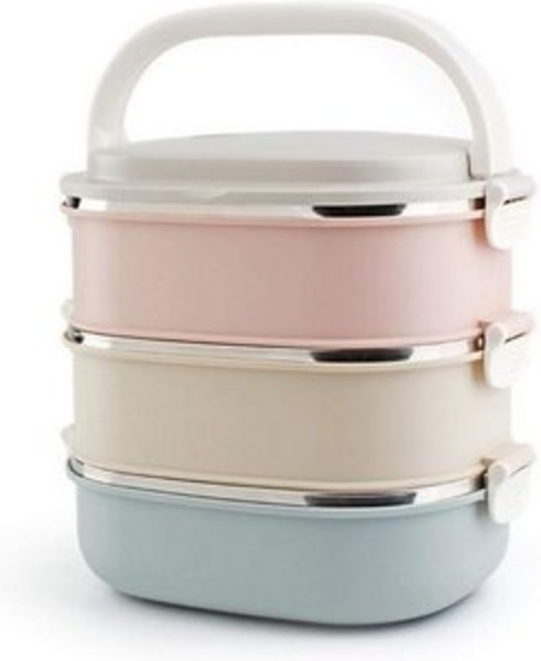 Edelstahl Thermobehälter Speisetransport 3 Etagen Lunchbox Bild 6