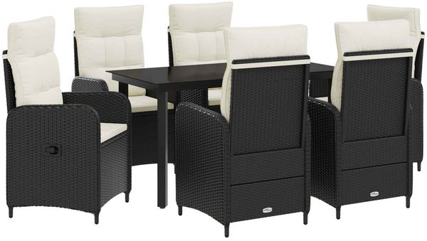 vidaXL Sofa-Tischset mit Kissen mit Kissen 7 pcs Schwarz und Cremeweiß 3422481