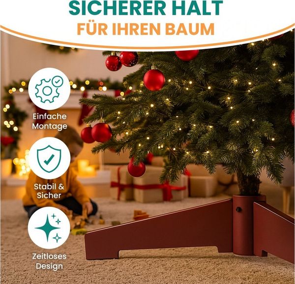 Gartenpirat Christbaumständer aus Kautschukholz Dunkelbraun für Bäume bis 210 cm Höhe, zerlegbar