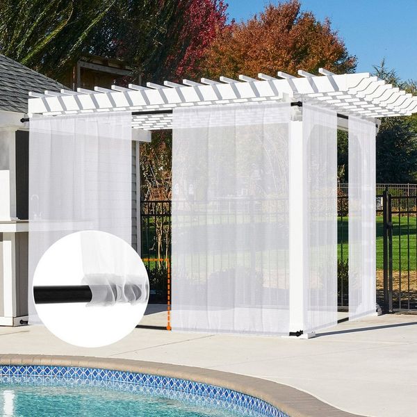Jibenhome Gardine Voile Gardinen,Terrassenvorhang,Transparente Vorhang (1 St), transparent, Winddicht & Wasserdicht,Oben und unten mit Stangentasche