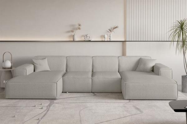 Wohnlandschaft Sofa U-Form CELES PREMIUM XS in Stoff Scala Sandgrau