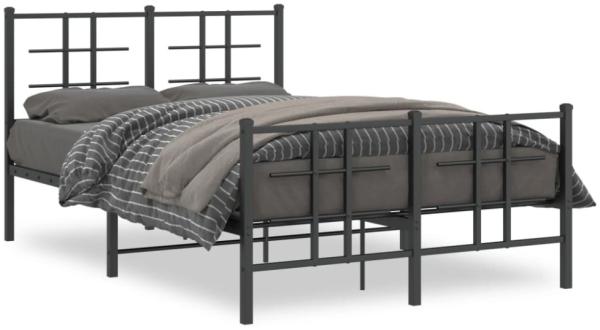 vidaXL Bettgestell mit Kopf- und Fußteil Metall Schwarz 120x190 cm 355576