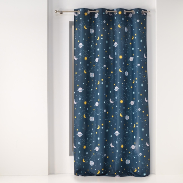 Vorhang für Kinderzimmer PETIT ASTRONAUTE, 140 x 260 cm, dunkelblau