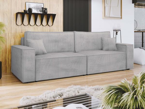 Schlafsofa Kobaro Cord mit 2 Bettkästen und Schlaffunktion (Farbe: Poso 110)