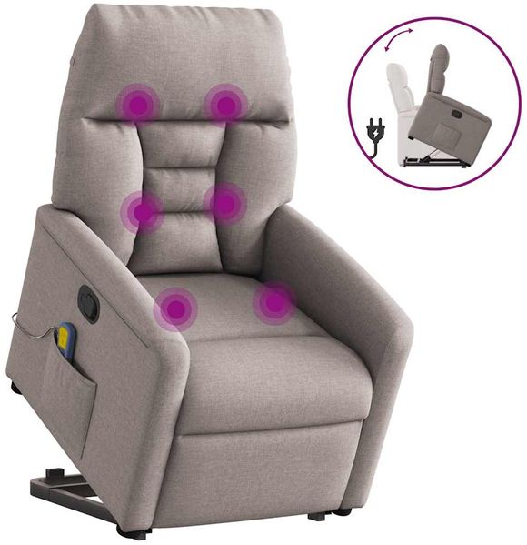 vidaXL Massagesessel mit Aufstehhilfe Taupe Stoff 3303049