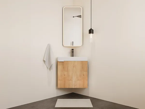 Vente-unique - MANODO Toilet unit Holz, Platte Beige - B 39 cm x H 50 cm x L 56 cm