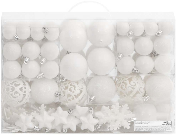 vidaXL 111-tlg. Weihnachtskugel-Set Weiß Polystyrol 356115