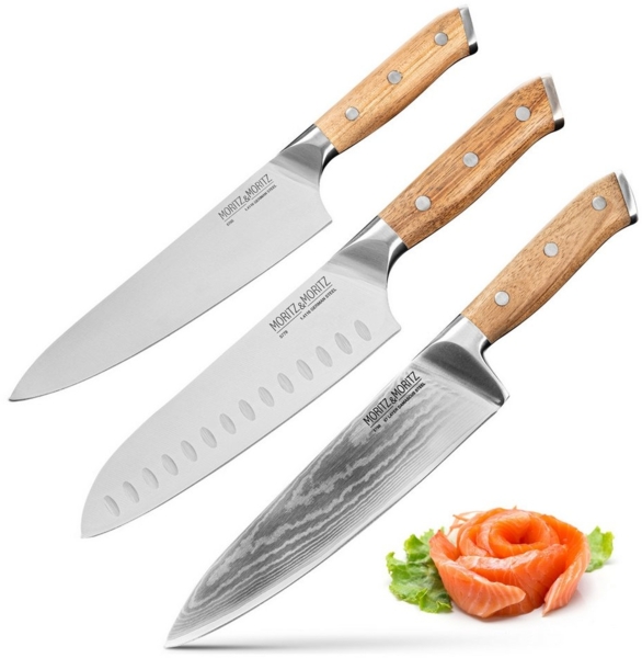 Moritz & Moritz Allzweckmesser Küchenmesser Profi Set 3tlg, Messer Komplett-Set