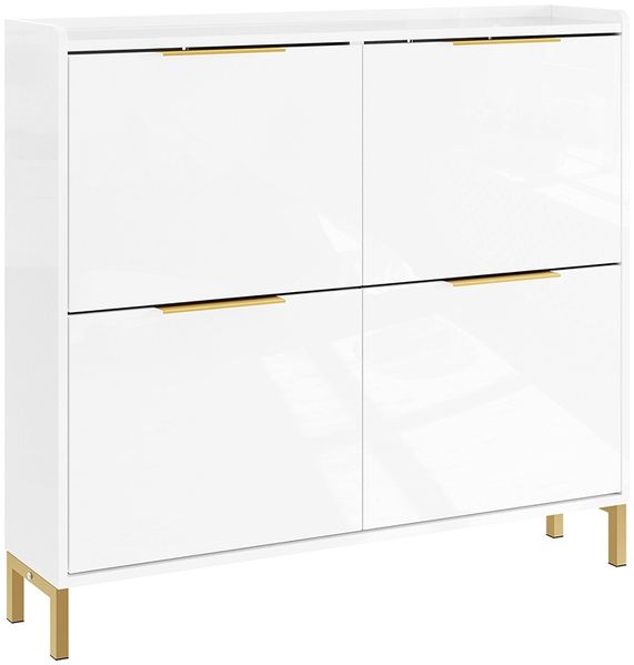 SoBuy FSR206-GW Schuhschrank, MDF, Lackiert, Weiß, 100 x 90 x 48 cm
