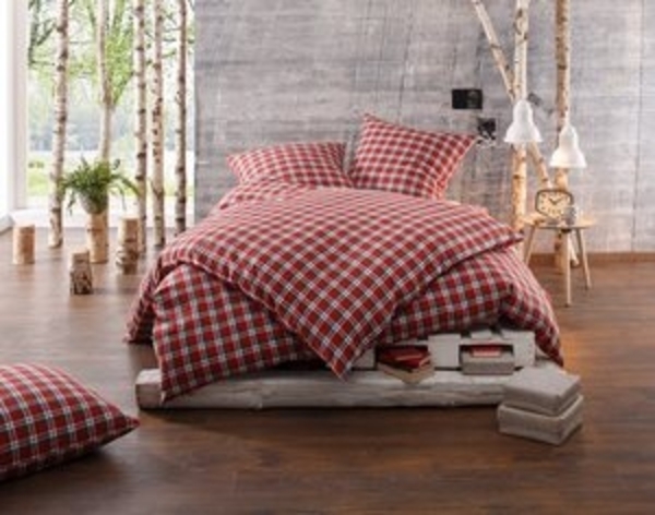 Bettwaesche-mit-Stil Karo Feinflanell Landhaus Bettwäsche "Toronto" rot Garnitur 135x200 + 80x80 Bild 6