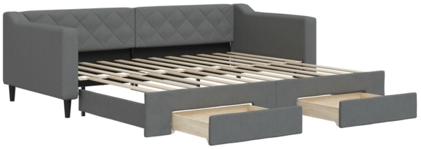 vidaXL Tagesbett Ausziehbar mit Schubladen Dunkelgrau 90x200 cm Stoff 3197463