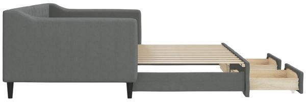 vidaXL Tagesbett Ausziehbar mit Schubladen Dunkelgrau 90x200 cm Stoff 3197463 Bild 7