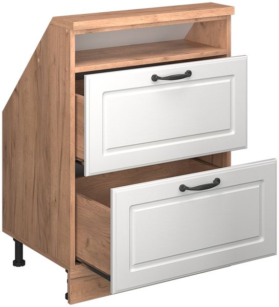 Dachschrägenschrank Rion Weiß Landhaus/Goldkraft Eiche mit 2 Schubladen Vicco Bild 4