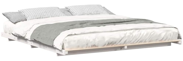 vidaXL Bodenbettgestell Weiß 180 x 200 cm Massivholz Kiefer 873062 Bild 2