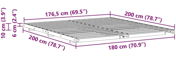 vidaXL Bodenbettgestell Weiß 180 x 200 cm Massivholz Kiefer 873062 Bild 9