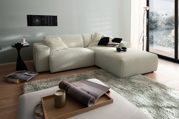 KAWOLA Sofa RANI Ecksofa Feincord beige Recamiere rechts 71 x 189 x 228 cm