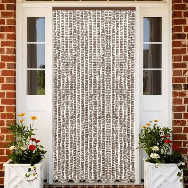 vidaXL Fliegenvorhang Taupe und Weiß 56x200 cm Chenille 377403