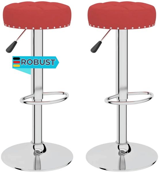 Barhocker KENTR höhenverstellbar 2er Set Weinrot Stoff | Barstühle drehbar Küchenhocker Thekenhocker für Küche Hausbar