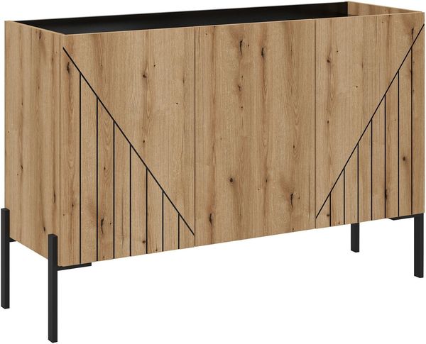 Home affaire Sideboard SNETT, Breite: 122cm, mit Metall-Stabfüßen, 3 Türen, 3 Einlegeböden, Anrichte, Kommode, Schrank, Board, Higboard