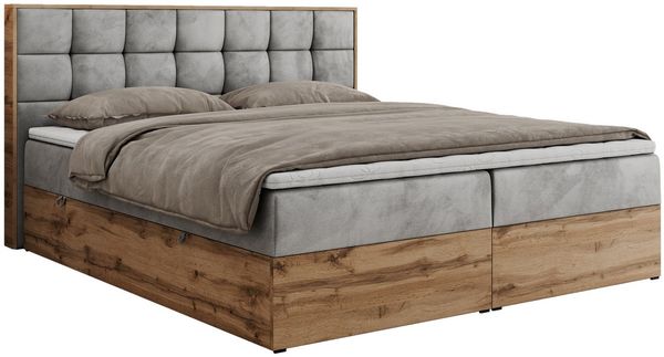 MKS MÖBEL Boxspringbett ALBERO 1 (Set, Packung, Topper T25/Visco, Stauraum, Matratzen, Bettkästen, T30-Schaum), Doppelbett, Multipocket-Matratzen, Möbelplatten, Praktisch