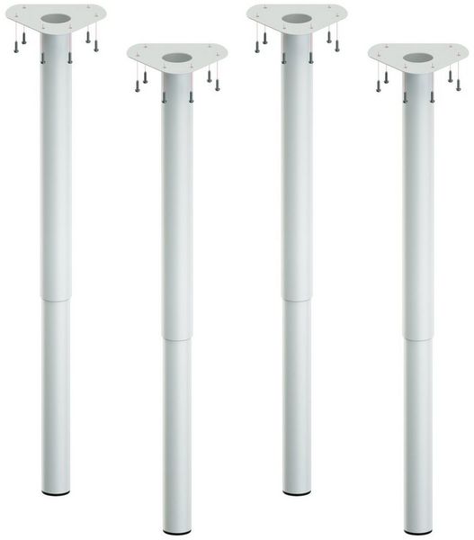 ib style Tischbein Teleskopfuß Ø 50 mm 4er Set Farbe:Weiß,Länge:60 - 90 cm, Tischfüße - Möbelfüße - Höhenverstellbar - inkl. Befestigungsschrauben