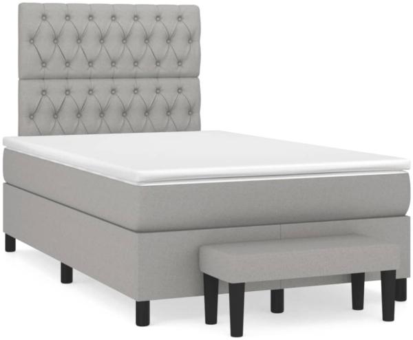 vidaXL Boxspringbett mit Matratze Hellgrau 120x190 cm Stoff 3270376