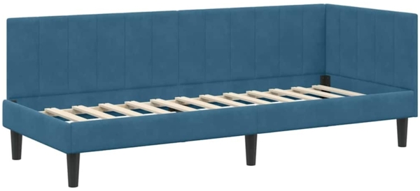 vidaXL Eckbettgestell mit Kopfteil Blau 80 cm x 200 cm Stoff 42016327