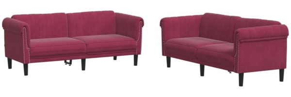 vidaXL 2-tlg. Sofagarnitur Weinrot Samt 3209223