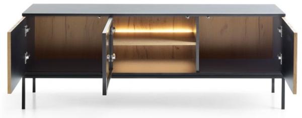 Lowboard Sento TV-Unterschrank 154x39x56cm schwarz Wotan Eiche MDF Bild 3