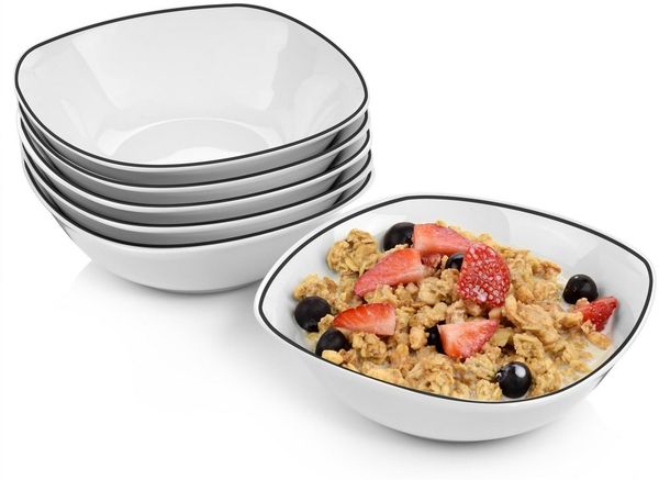 SÄNGER Müslischale Set Bilgola Black Rim, Porzellan, (Set, 6-tlg), Ø15x4,5cm, 300ml, spülmaschinengeeignet, Premium Collection