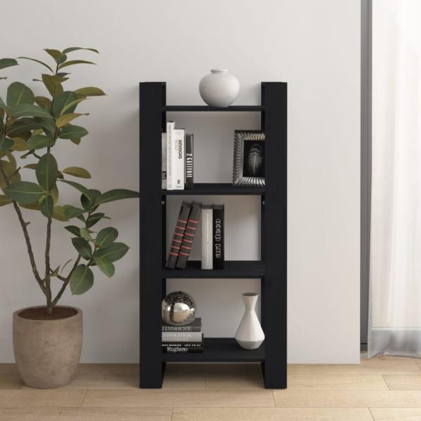 vidaXL Bücherregal/Raumteiler Schwarz 60 x 35 x 125 cm Massivholz 813888