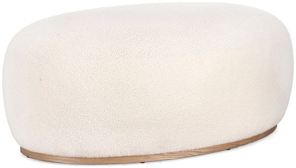Pouf Blerina aus Woll-Stoff, Weiß, 88 x 54 x 36 cm