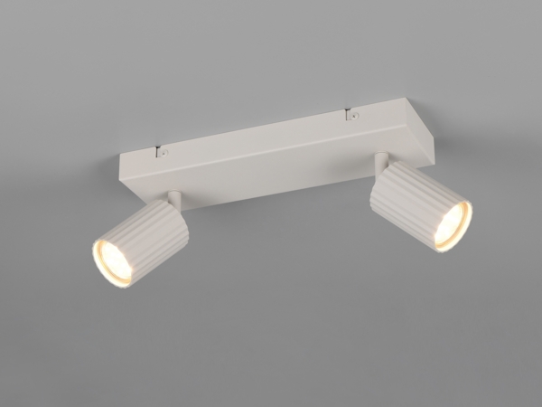 LED Deckenstrahler 2-flammig aus Metall Hellgrau, Breite 30cm