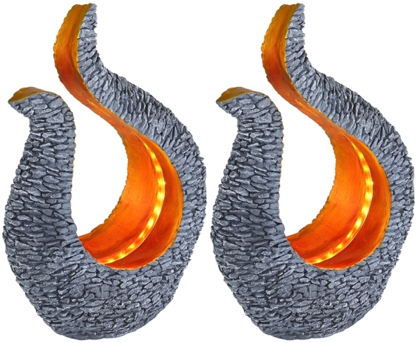 2er Set LED Solarleuchte, Skulptur, grau, gold, H 34,5 cm