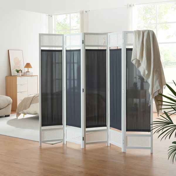 Raumteiler Dorotea 5-teilig 200x170 cm Weiß/Dunkelgrau [en. casa]