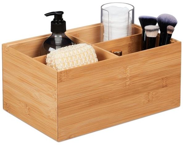 Relaxdays Bambus Aufbewahrungsbox 4 Fächer