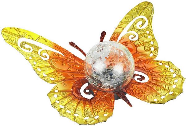 Maximex LED Gartenleuchte Modell Schmetterling, Ein-/Ausschalter, LED fest integriert, Warmweiß, dekorative Gartenbeleuchtung, solarbetrieben, witterungsbeständig