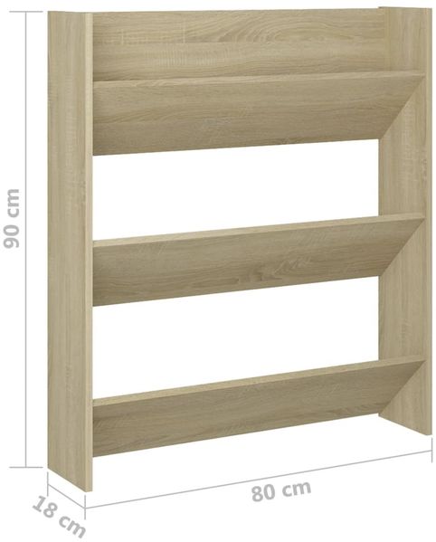 vidaXL Wand-Schuhschrank Sonoma-Eiche 80x18x90 cm Holzwerkstoff 806783 Bild 6