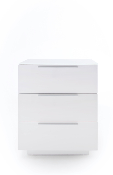 Nola II Nachttisch - Weiß Hochglanz mit Glas