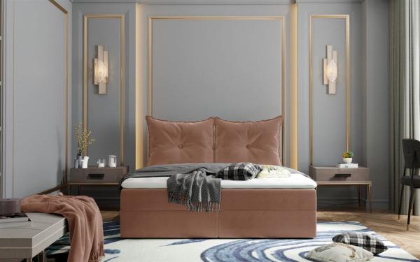 Boxspringbett Schlafzimmerbett PERLA 160x200cm Stoff Apricot