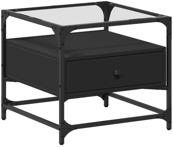 vidaXL Couchtisch mit Glasplatte Schwarz 50x50x45 cm Stahl 846049