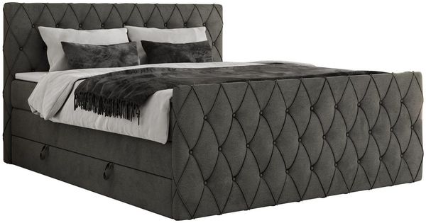 MKS MÖBEL Boxspringbett MIREN KING DUO (Set, Packung, Doppelbett, Kopfteil, Topper T25/Visco, T30-Schaum), Boxspringbett, Fußteil, Multipocket-Matratzen, 7 Härtezonen