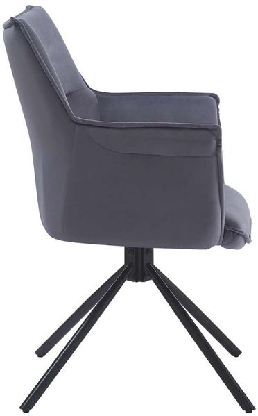 Drehbarer Design Stuhl AURELIA dunkel-grau Samt schwarz Metallgestell 360° Bild 3