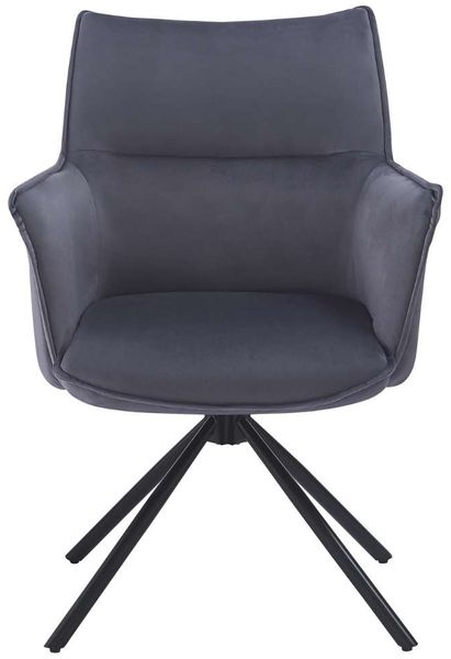 Drehbarer Design Stuhl AURELIA dunkel-grau Samt schwarz Metallgestell 360° Bild 7
