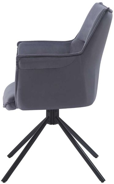 Drehbarer Design Stuhl AURELIA dunkel-grau Samt schwarz Metallgestell 360° Bild 6