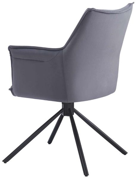Drehbarer Design Stuhl AURELIA dunkel-grau Samt schwarz Metallgestell 360° Bild 5