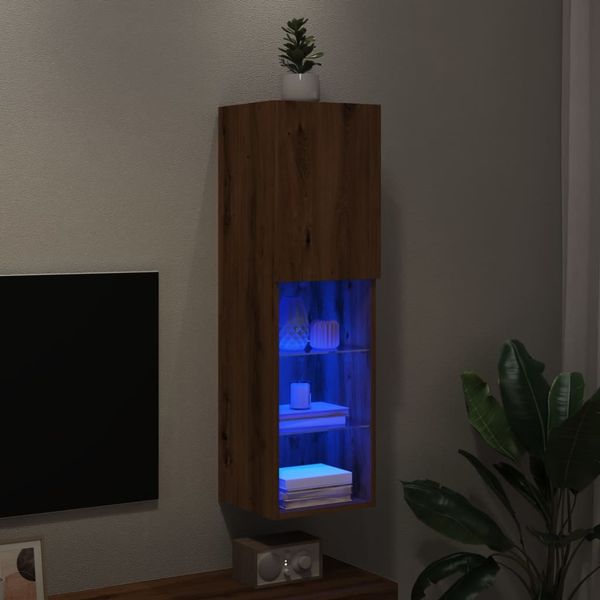 vidaXL TV-Schrank mit LED-Leuchten Artisan-Eiche 30,5x30x102 cm 857678