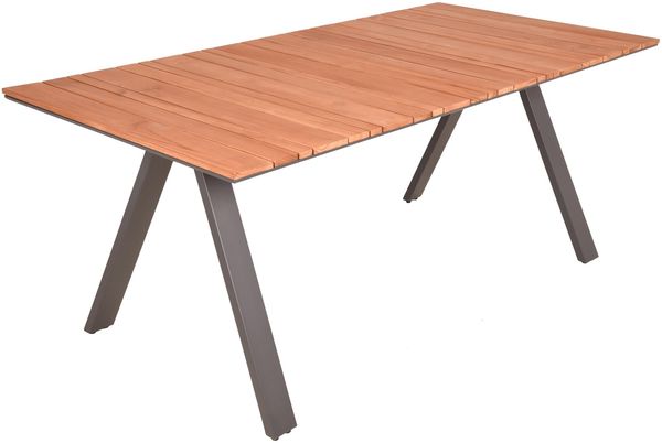 Gartentisch FRED - Teak, Anthrazit , 180x90x74cm | Terrassentisch Wetterfest Outdoor Tisch